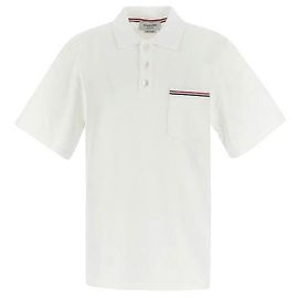 Thom Browne Pocket Cotton Interlock Pique Short Sleeve Tee White