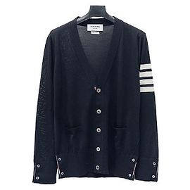 Thom Browne Four-Bar Stripe Sustainable Wool Cardigan Black