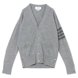 Thom Browne Feiner Merino-Woll-Cardigan mit V-Ausschnitt Braun