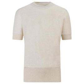Maison Martin Margiela Signature Stitch Strick-T-Shirt mit kurzen Ärmeln Weiß