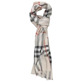 Burberry Cachecol de Lã e Seda Xadrez Stone Multicor