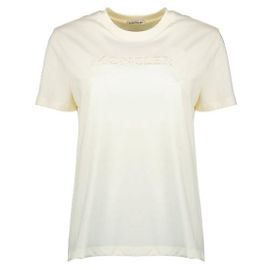 Moncler Baumwoll-T-Shirt mit tonalem gesticktem Logo Weiß
