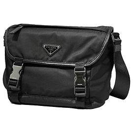 Prada Re-Nylon Saffiano Leather Shoulder Bag Black