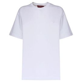 Gucci T-shirt em jersey de algodão com morsilha bordada Branco