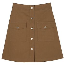 Céline Falda corta de sarga de algodón Castaño