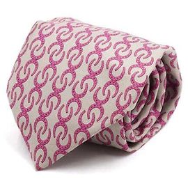 Hermès Silk Pink Horseshoe Tie Pink