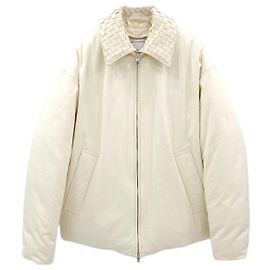 Bottega Veneta Casaco acolchoado em sarja de algodão com gola tecida Branco