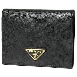 Prada Porta-moedas Saffiano com logótipo triangular QHH Preto
