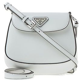 Prada Women’s Cleo Brushed Leather Mini Shoulder (HOM) Silvery