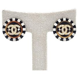 Chanel Orecchini Crystal CC Logo Bianco