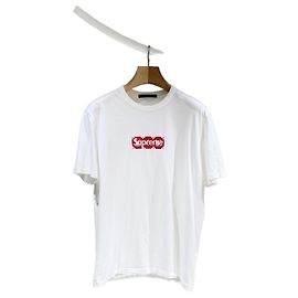 Louis Vuitton Supreme Logo White Kurzarm T-Shirt Weiß