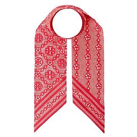 Tory Burch Seidenschal mit floralem Monogramm Rot