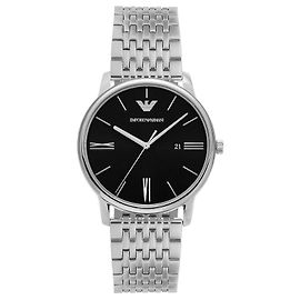 Armani Orologio in metallo minimalista da uomo Argento