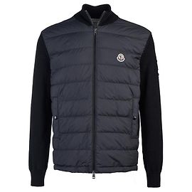 Moncler Cardigan acolchado de algodón con cremallera para hombre Negro