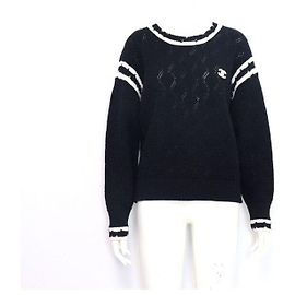Chanel Pullover de cashmere preto com logótipo CC Preto