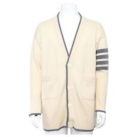 Thom Browne Oversized Cardigan für Herren aus Merinowolle Weiß