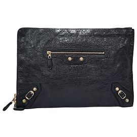 Clutch Giant Balenciaga in pelle nera Nero