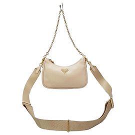 Prada Mini bolsa de ombro Saffiano com corrente Marrom