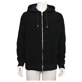 Fendi Giacca con cappuccio e zip da uomo in cotone terry nero con logo FF Nero