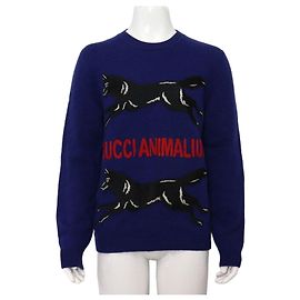 Gucci Strickpullover für Herren mit Wolfsstickerei Schwarz
