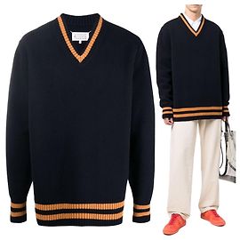 Maison Martin Margiela Stitch Wool Knit Navy Mehrfarben