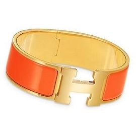 Hermès Orange Gold Click Clack GM D'oro
