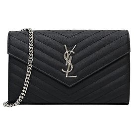 Saint Laurent Borsa a tracolla matelassé Cassandra da donna Nero