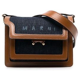 Marni Bolsa Mini Trunk em Denim com Logotipo Multicor