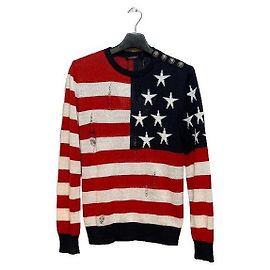 Balmain Red White Stripe Knit Men's Red