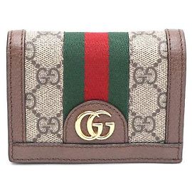 Gucci Ophidia GG Supreme Card Case Wallet Brown