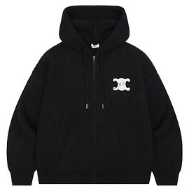 Pull Céline à capuche et zip noir Noir