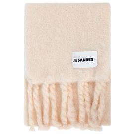 Jil Sander Cachecol longo de mohair e lã tricotado à mão Branco