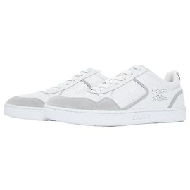 Céline Trainer Low-Top Sneaker aus Kalbswildleder Silber