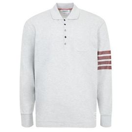 Thom Browne Langarm- Polo aus Strick Silber