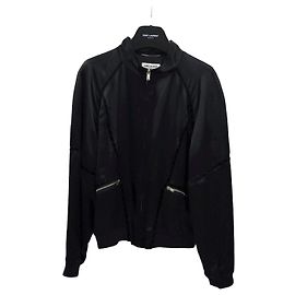 Saint Laurent Teddy Bomberjacke aus Seidensatin Silber