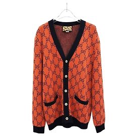 Gucci gg GG Cardigan aus Baumwoll-Jacquard in Orange Orange