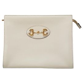 Gucci Clutch in pelle Horsebit Bianco