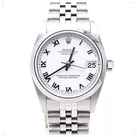 Rolex Orologio da Donna DATEJUST in Acciaio con Quadrante Bianco e Numeri Romani Argento