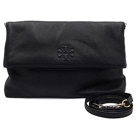 Tory Burch Borsa a tracolla e crossbody Amanda Logo Tassel Fold Over in pelle nera Nero