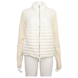 Moncler Cardigã acolchoado de lã branco para mulher Branco