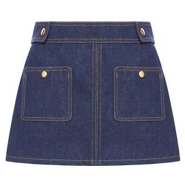 Céline Trapeze Mini Skirt in Raw Wash Denim Blue