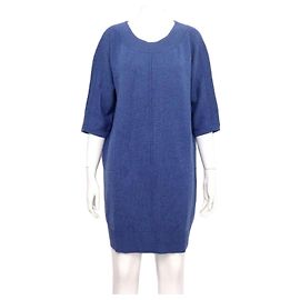 Hermès  Damen Strickkleid aus Kaschmir mit Rundhalsausschnitt Blau