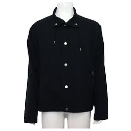 Hermès Blue Jacket BLOUSON COL MONTANT Men's Button Jacket Silvery