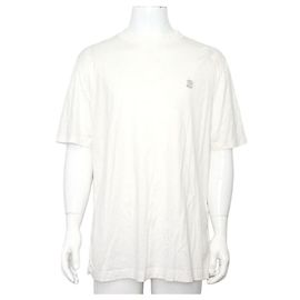 Brunello Cucinelli Camiseta lisa de algodón bordada con cuello redondo para hombre Blanco