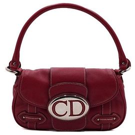 Dior mala Tote e de ombro com aba e logótipo CD em pele vermelha Vermelho