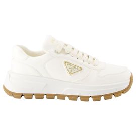 Prada Fraks Leder-Sneaker Weiß