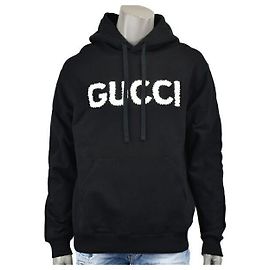 Gucci Sudadera con capucha de jersey de algodón con detalles bordados Negro