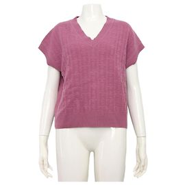 Hermès Rose Aphrodite Logo Strickweste V-Neck für Damen Lila