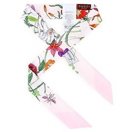 Gucci Pañuelo de seda con estampado floral (Light Pink) Rosa