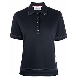Thom Browne Three-Stripe Tab Wool Tech Milano Stitch Polo T-Shirt Schwarz